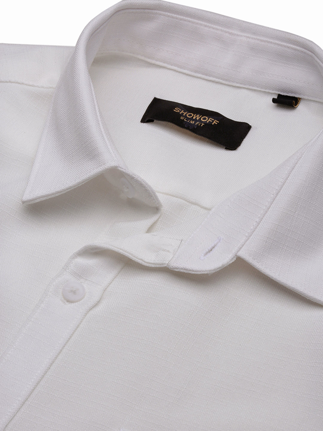 Men White Solid Slim Fit Shirt