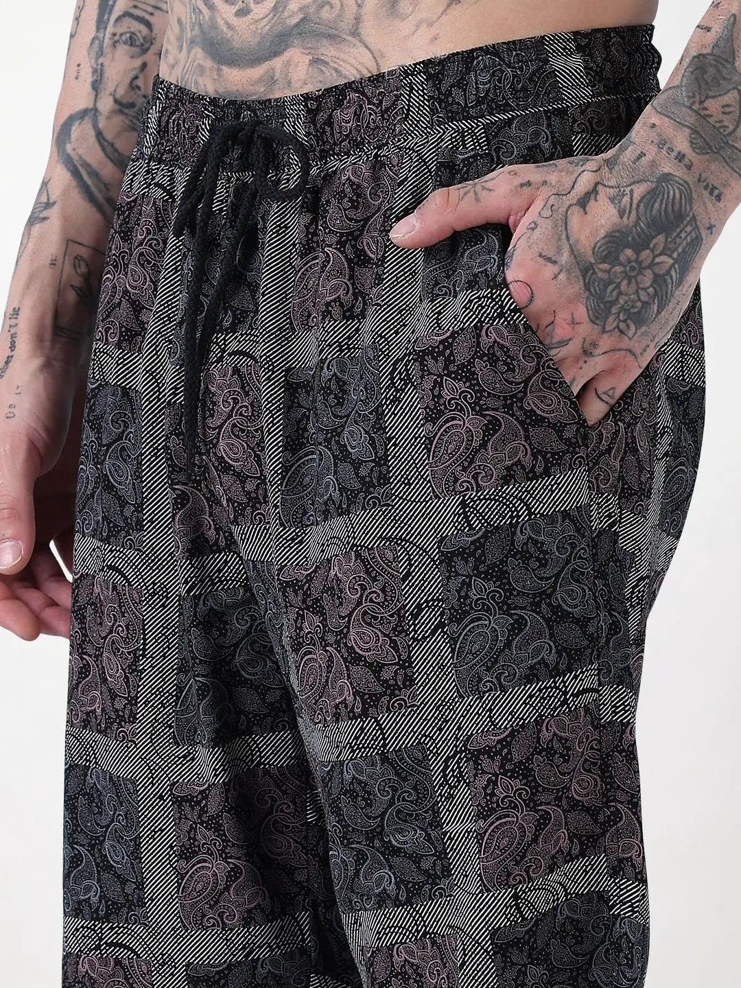 Men's Black Printed Cuban Collar Relaxed Fit Co-Ords Set - Uncategorized from SHOWOFFFF