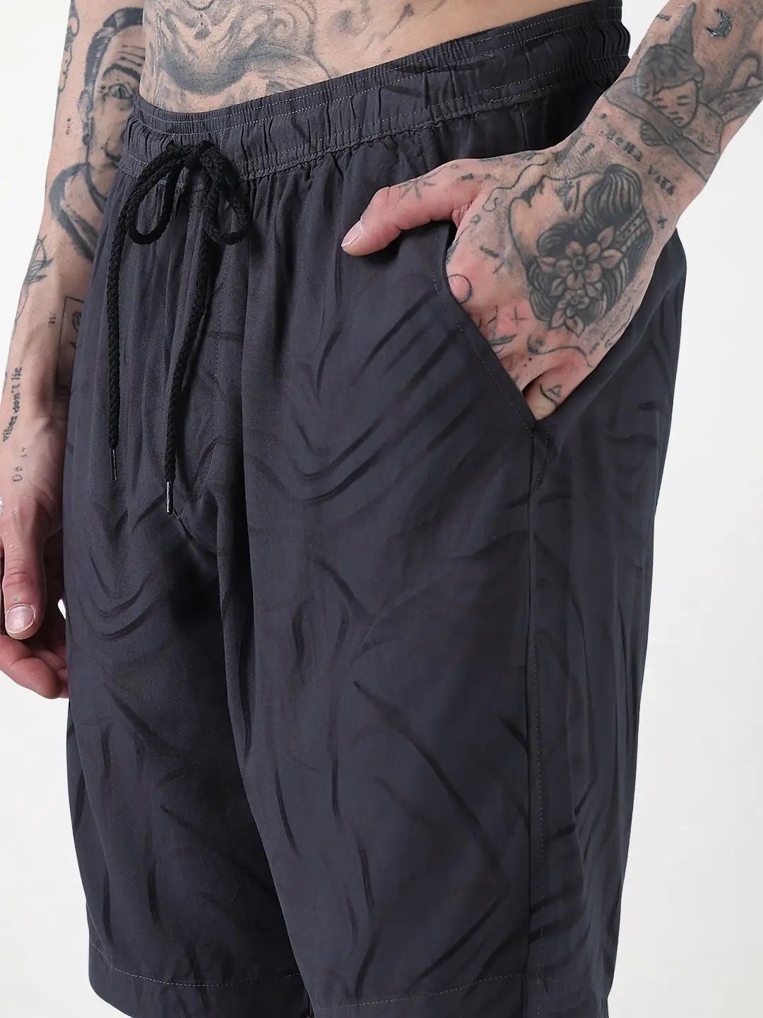 Men's Grey Abstract Print Cuban Collar Relaxed Fit Co-Ords Set - Uncategorized from SHOWOFFFF