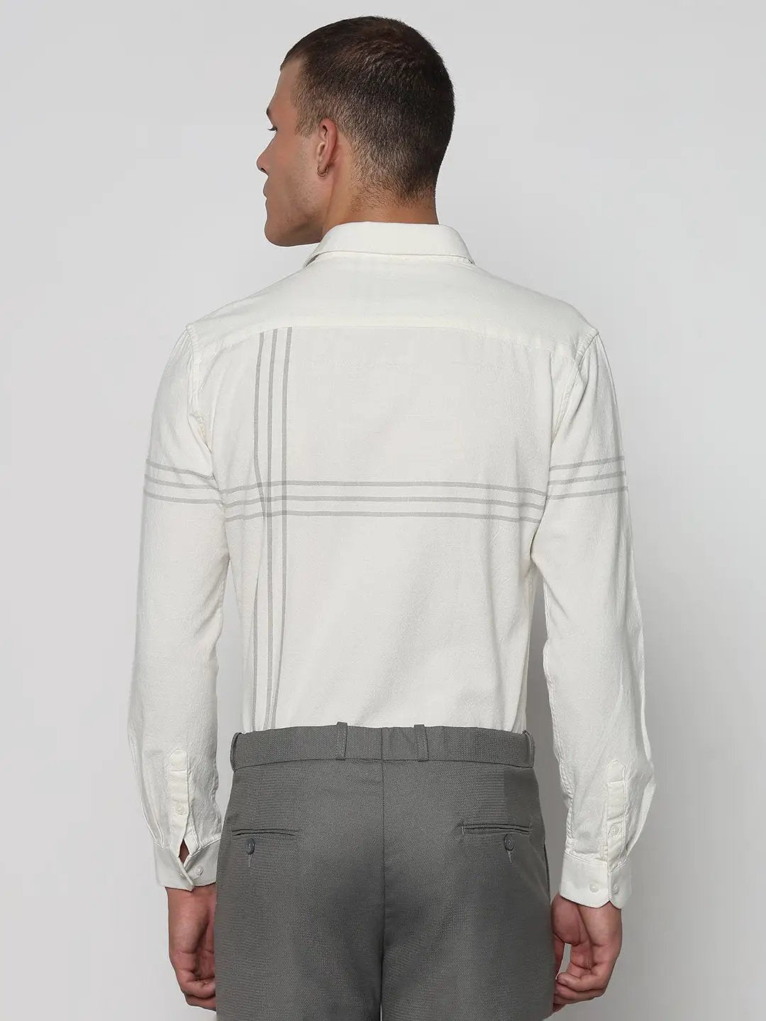 Men's Off White Stripes Slim Fit Formal Shirt - Uncategorized from SHOWOFFFF