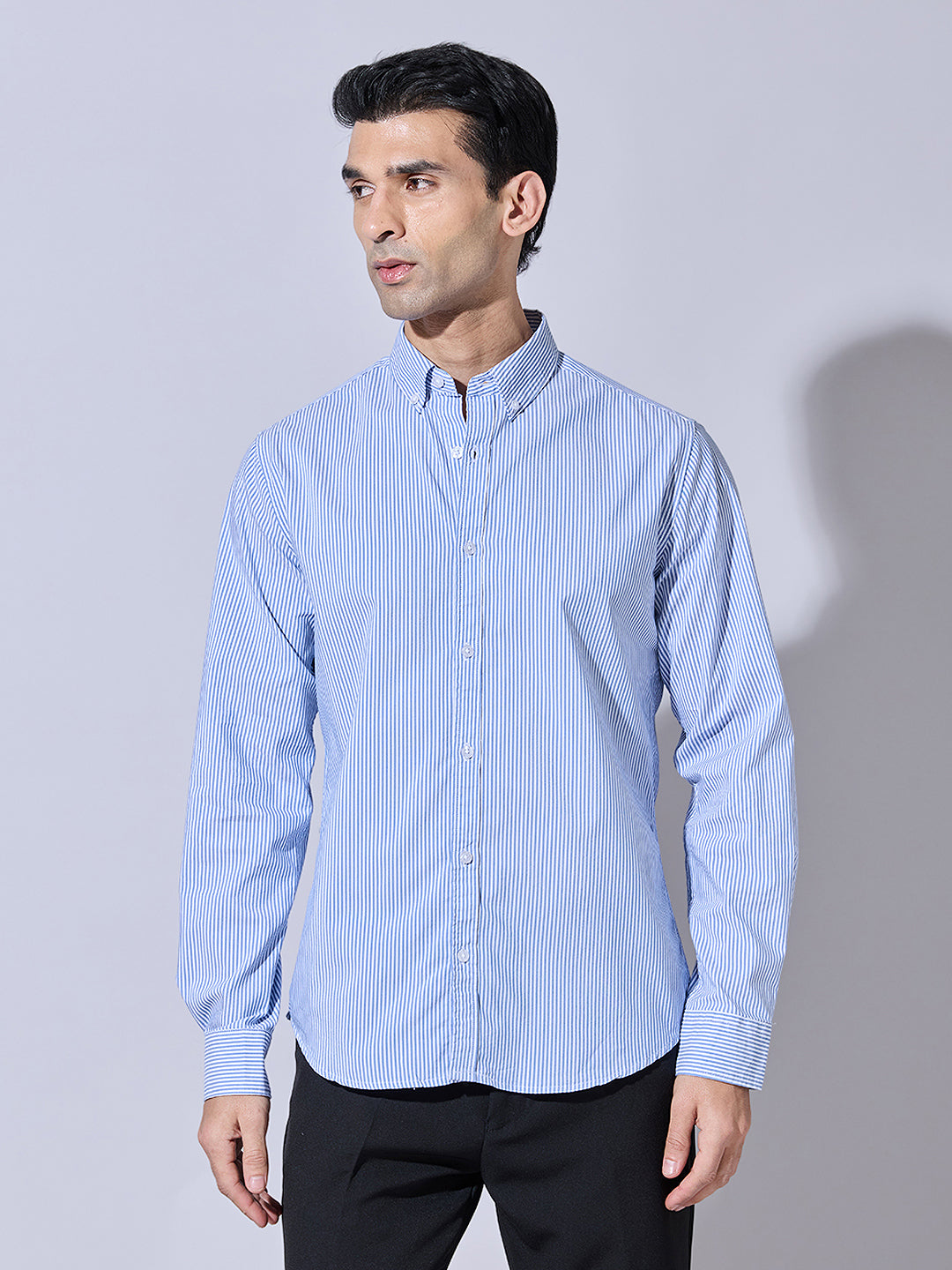 Men's Striped Blue Regular Fit Shirt