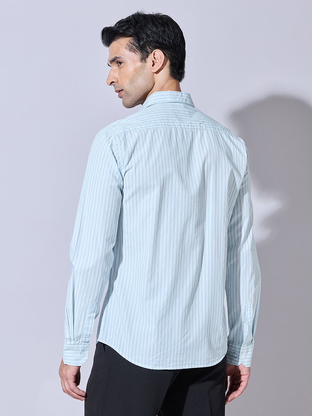 Men's Striped Sea Green Regular Fit Shirt
