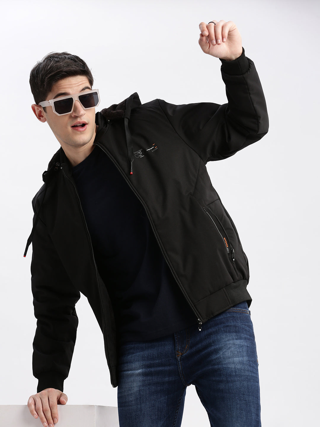 Men's Black Hooded Windcheater Rapid-Dry Taslon Bomber Jacket