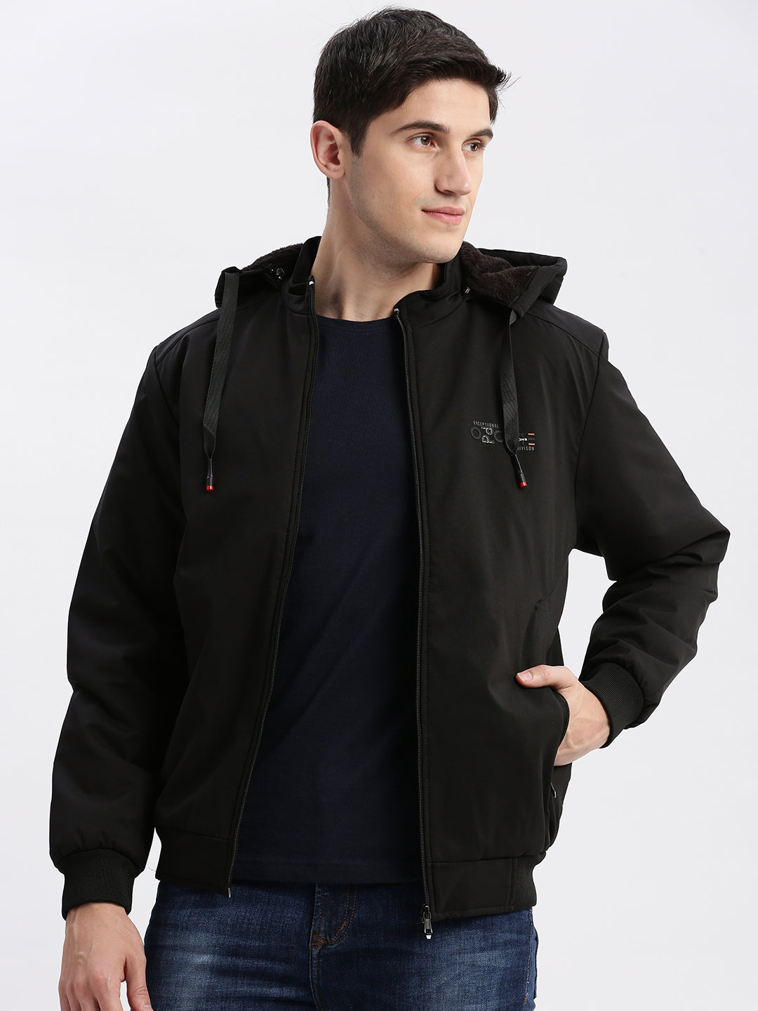 Men's Black Hooded Windcheater Rapid-Dry Taslon Bomber Jacket