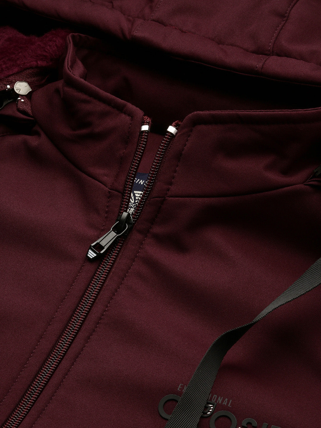 Men Solid Mock Collar Maroon Bomber Jacket Comes with Detachable Hoodie