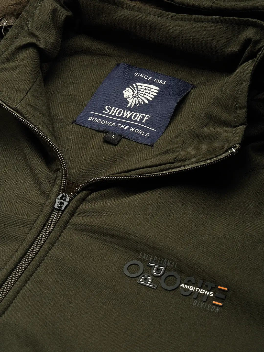 Men's Solid Mock Collar Olive Bomber Jacket Comes with Detachable Hoodie