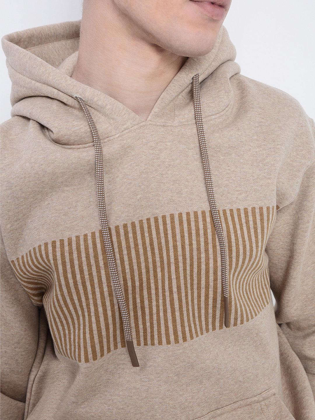 Men's Striped Beige Hoodie