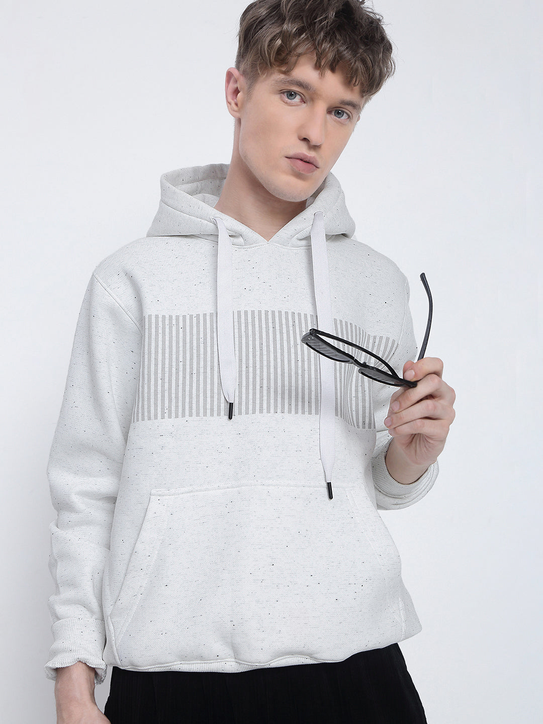 Men's Striped White Hoodie