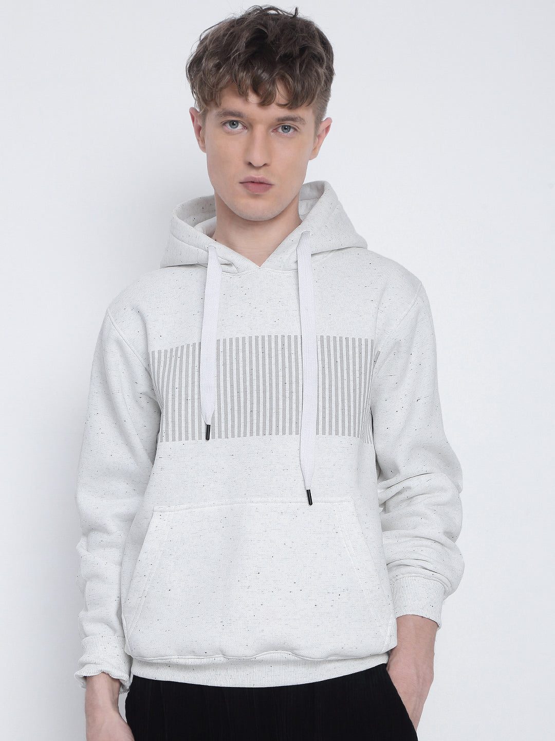 Men's Striped White Hoodie