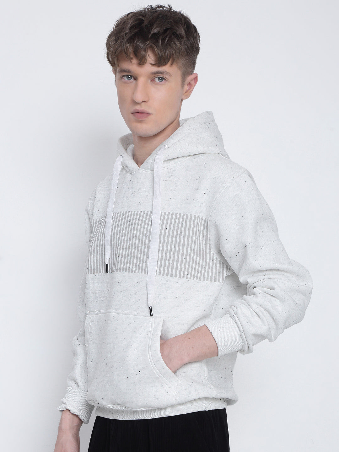 Men's Striped White Hoodie