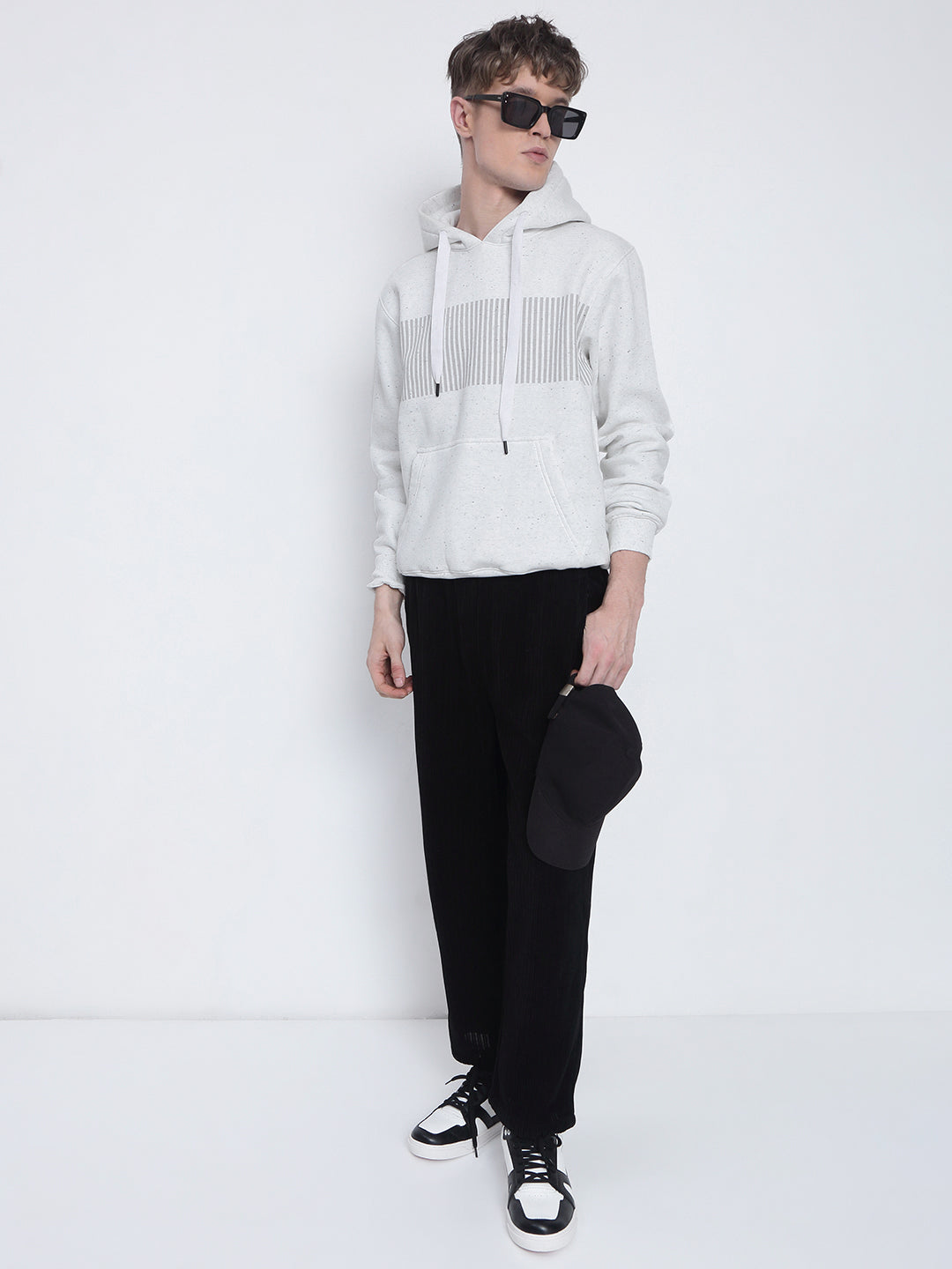 Men's Striped White Hoodie