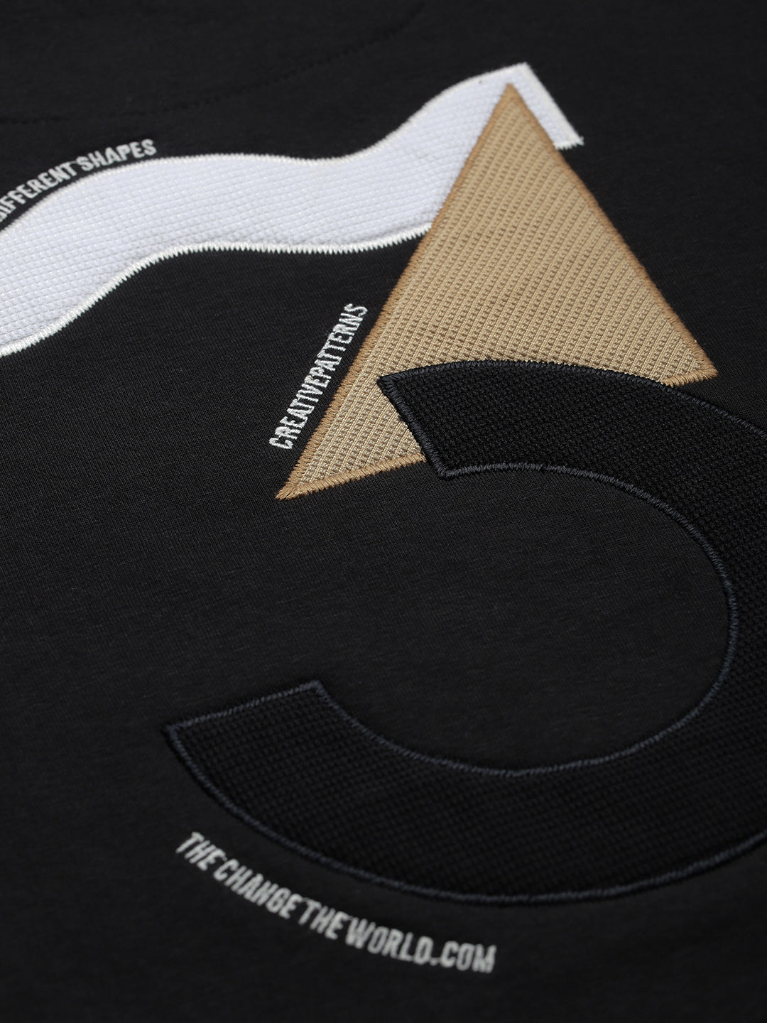 Men's Black Embroidered Round Neck Sweatshirt