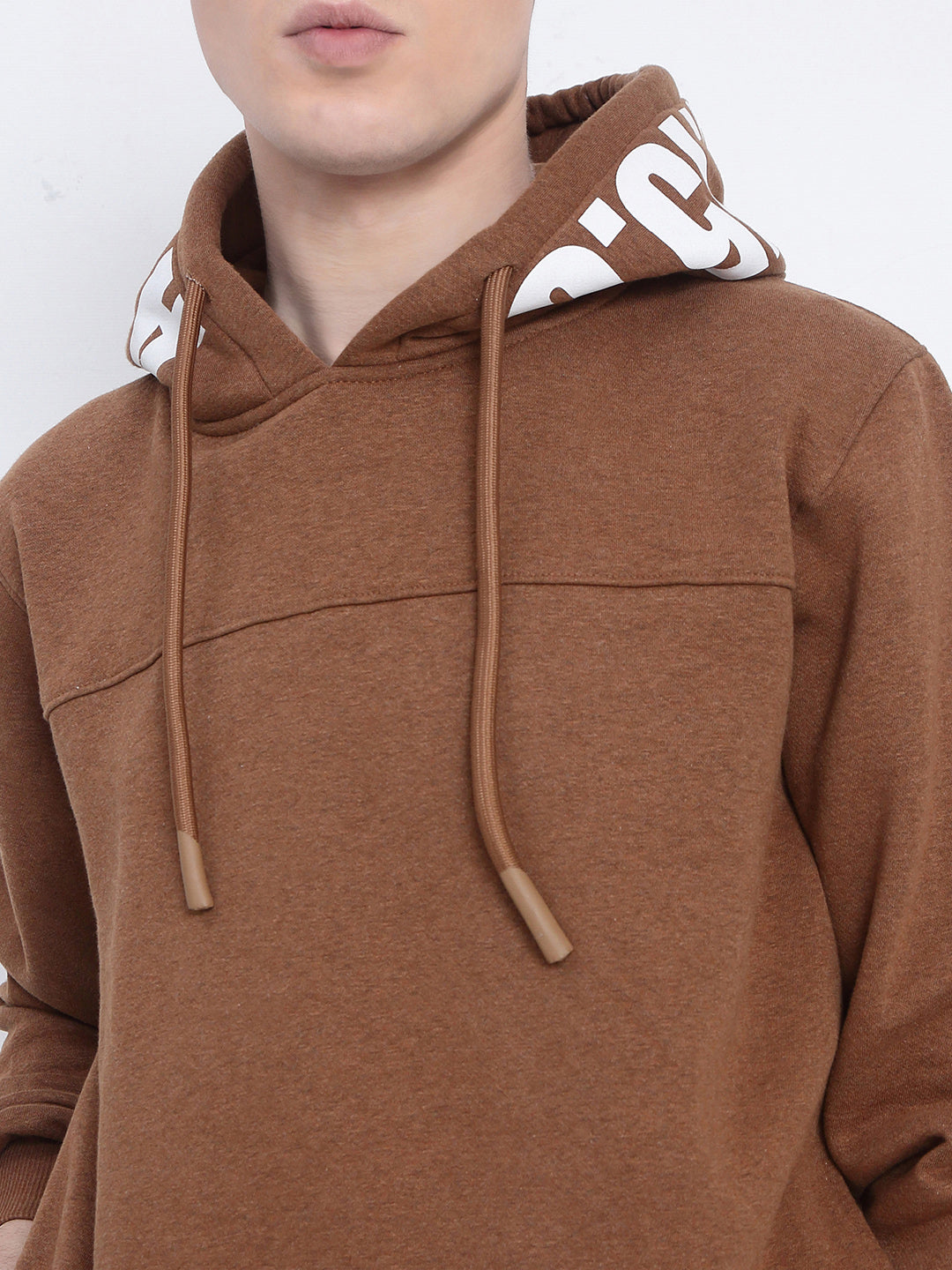 Men's Brown Sweatshirt with Printed Hoodie