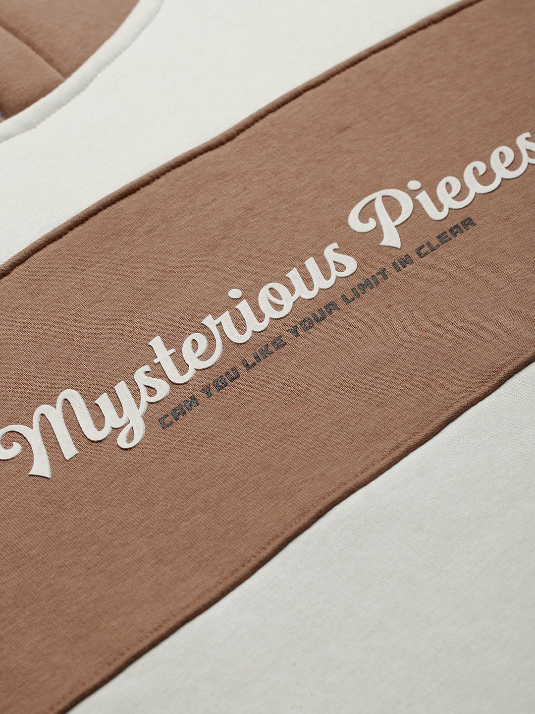 Men's Typography Printed Striped Brown Hoodie