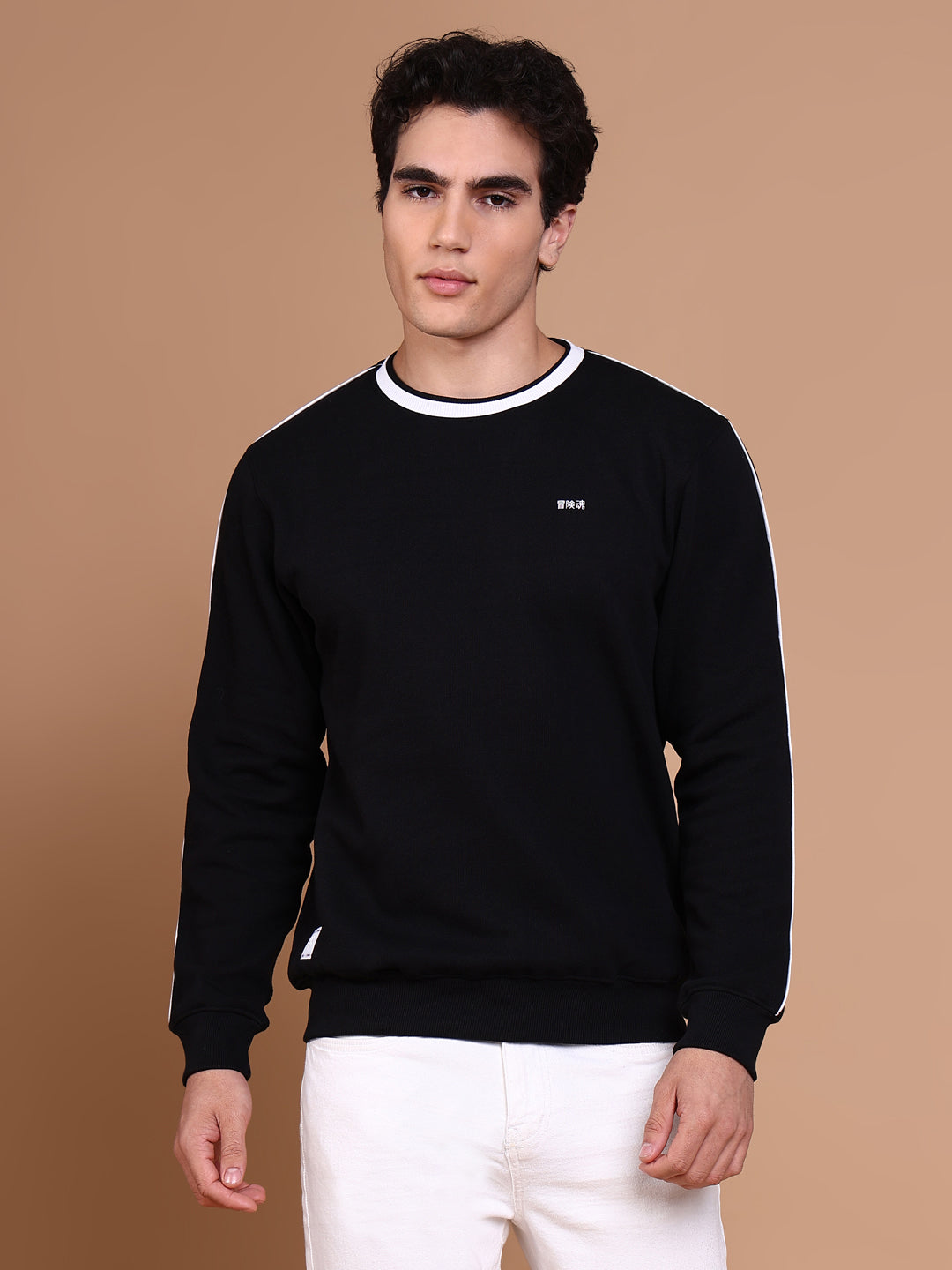 Men Black Solid Sweatshirt