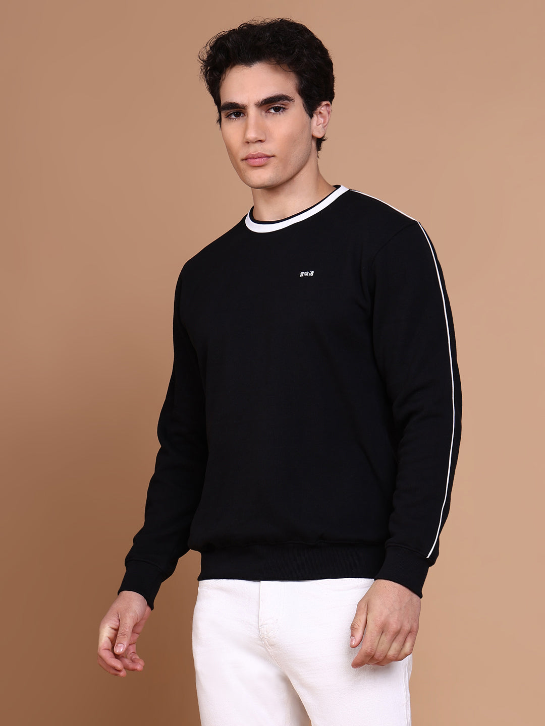 Men Black Solid Sweatshirt