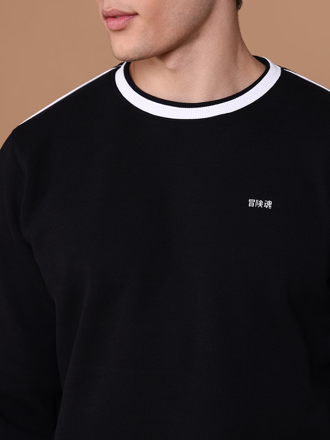 Men Black Solid Sweatshirt