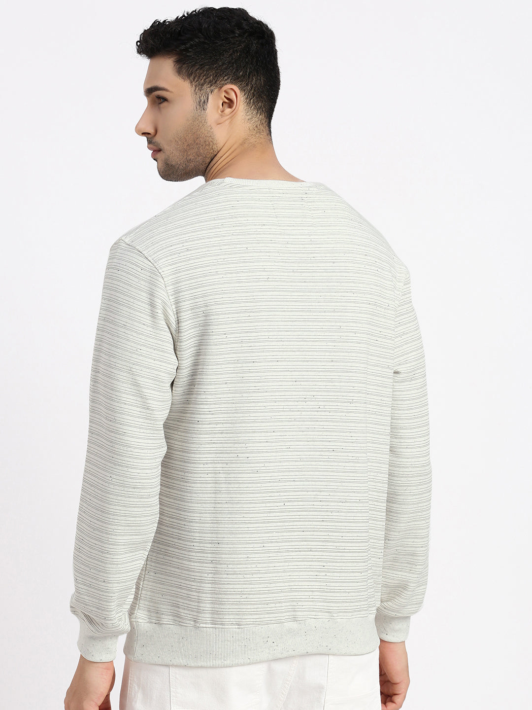 Men Green Striped Sweatshirt