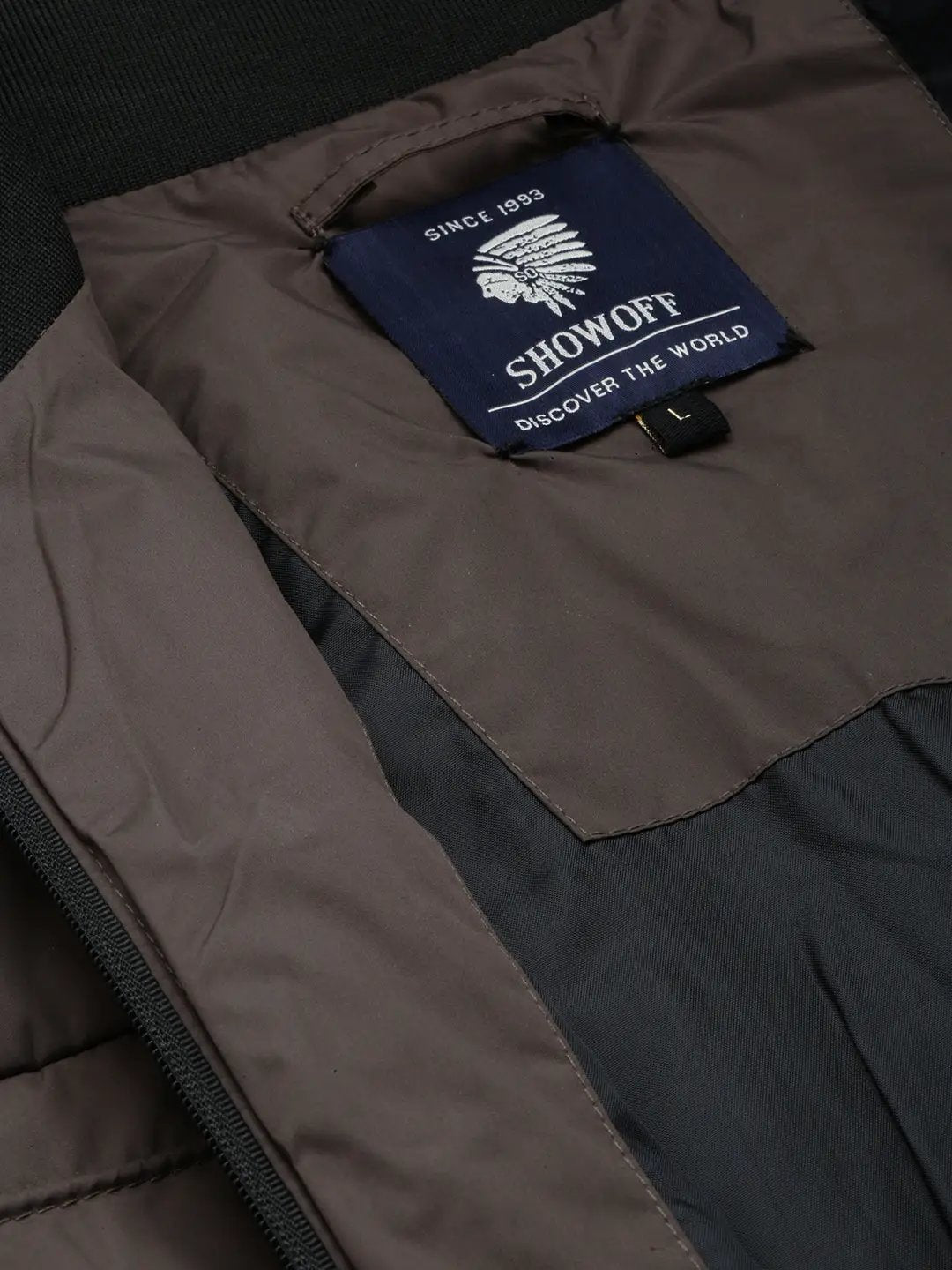 Men's Mock Collar Solid Grey Quilted Jacket