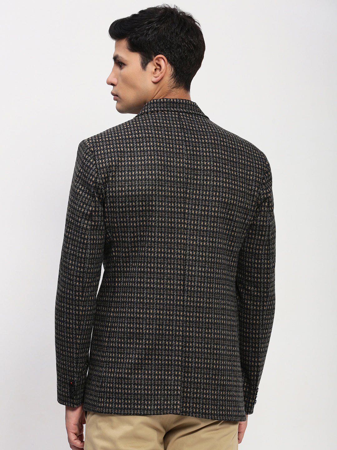 Men's Black Checked Single Breasted Blazer