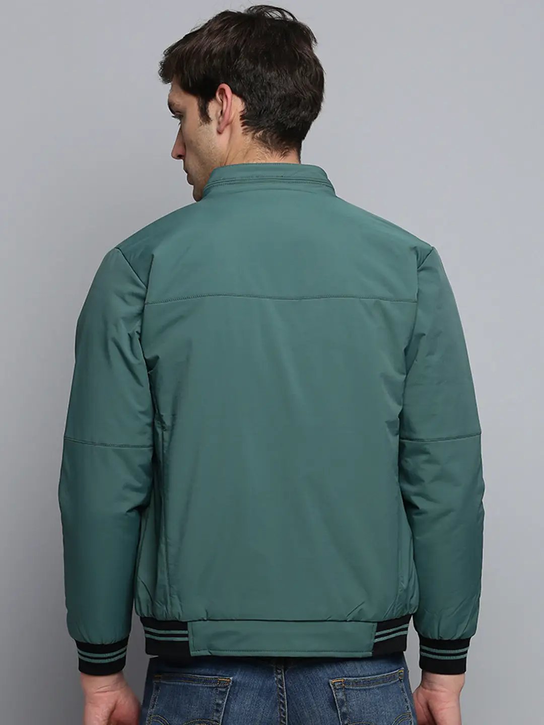 Men's Mock Collar Solid Teal Padded Jacket
