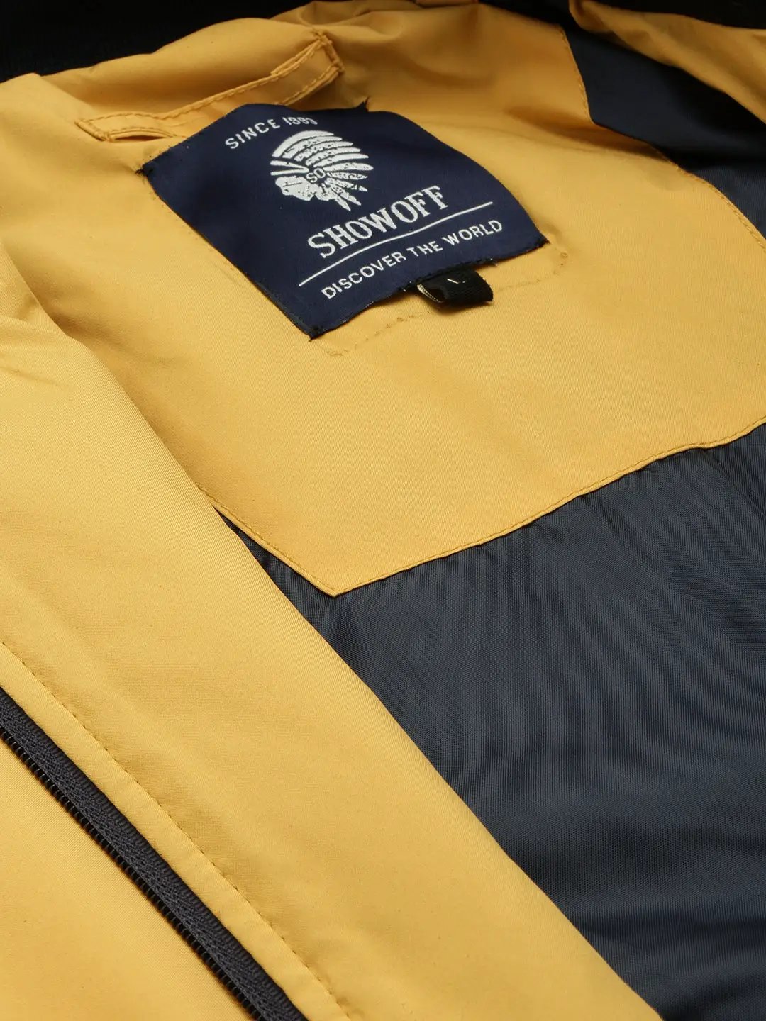 Men's Mock Collar Solid Yellow Padded Jacket