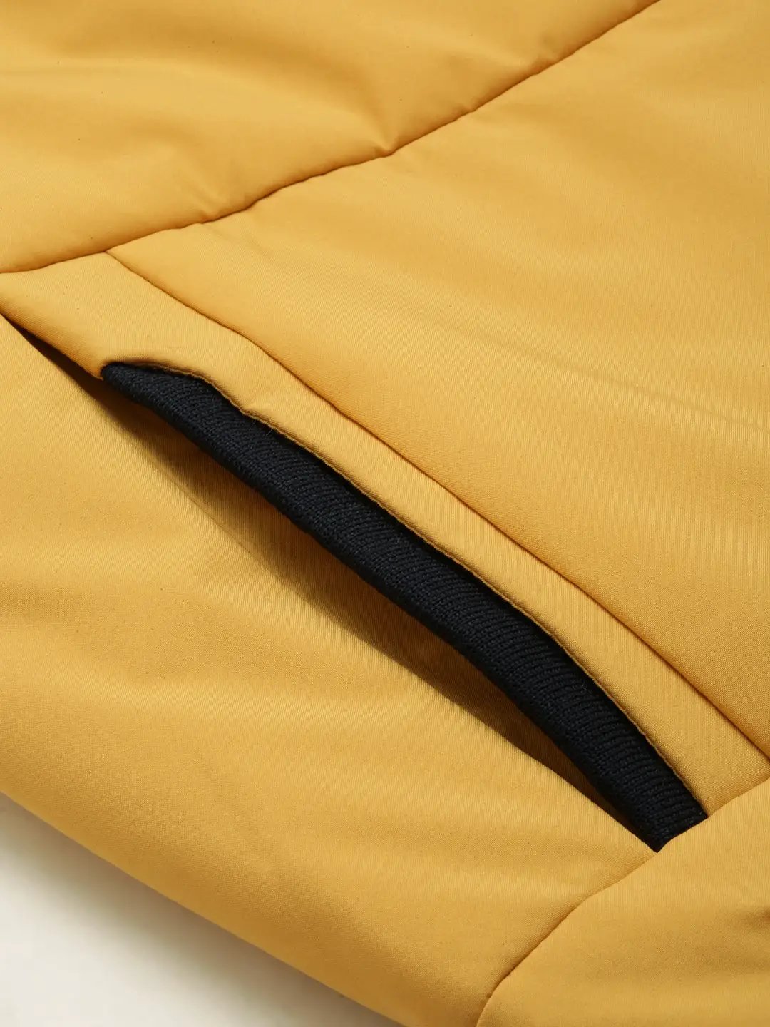 Men's Mock Collar Solid Yellow Padded Jacket