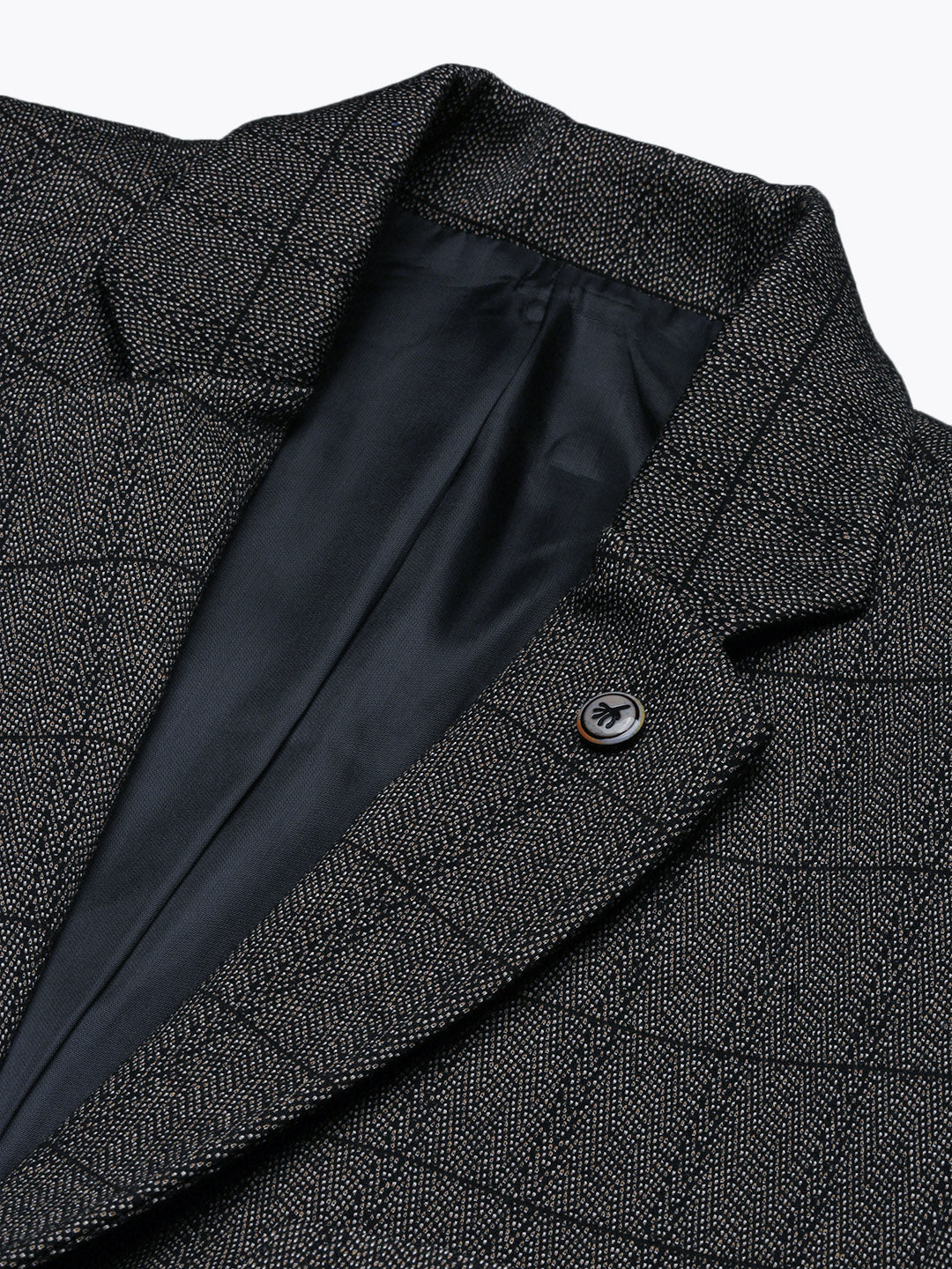 Men Grey Checked Single Breasted Blazer