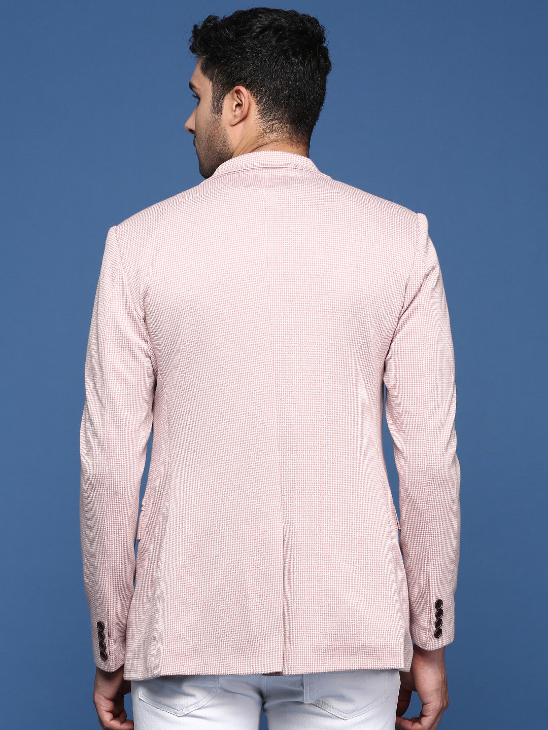 Men Peach Slim Fit Single Breasted Blazer