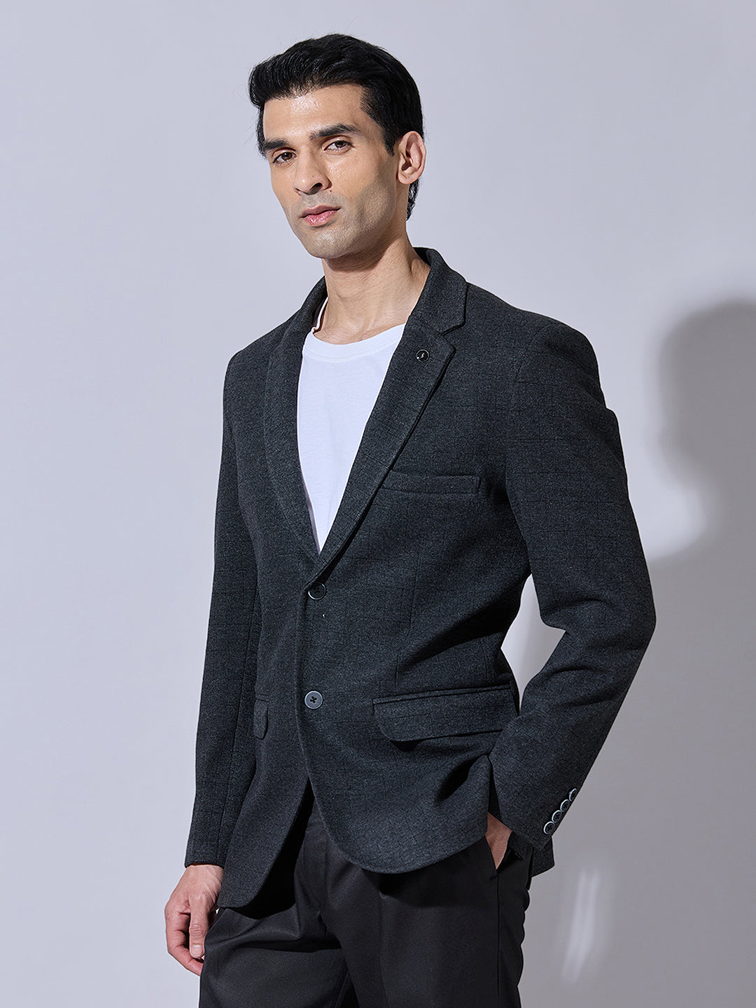 Men's Black Single Breasted Tailored Fit Blazer