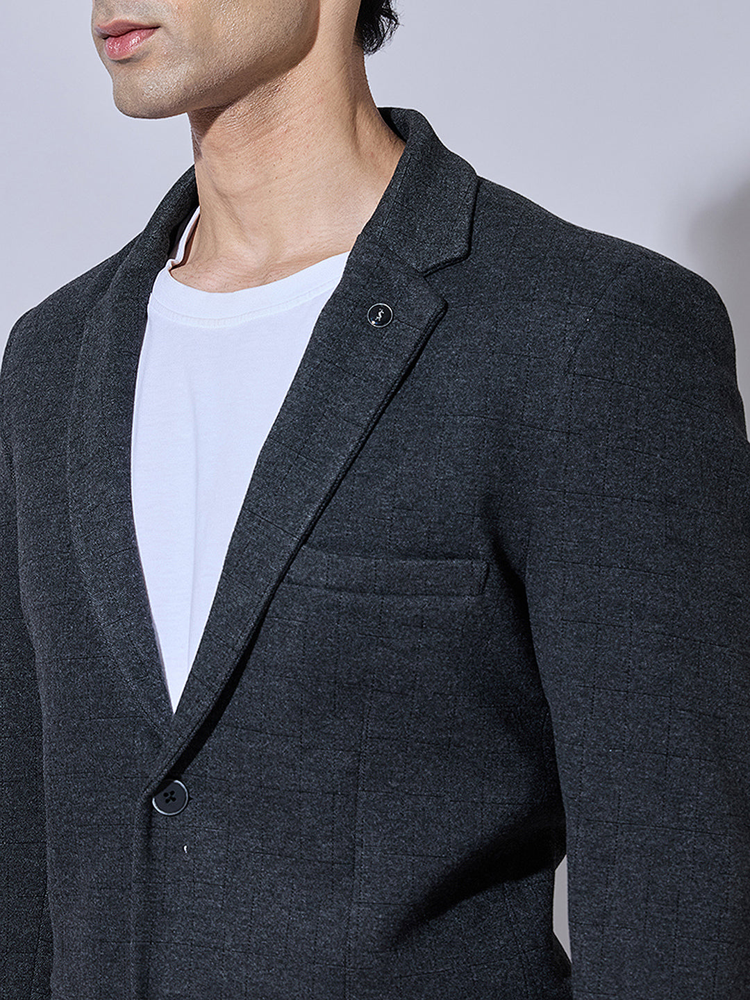 Men's Black Single Breasted Tailored Fit Blazer