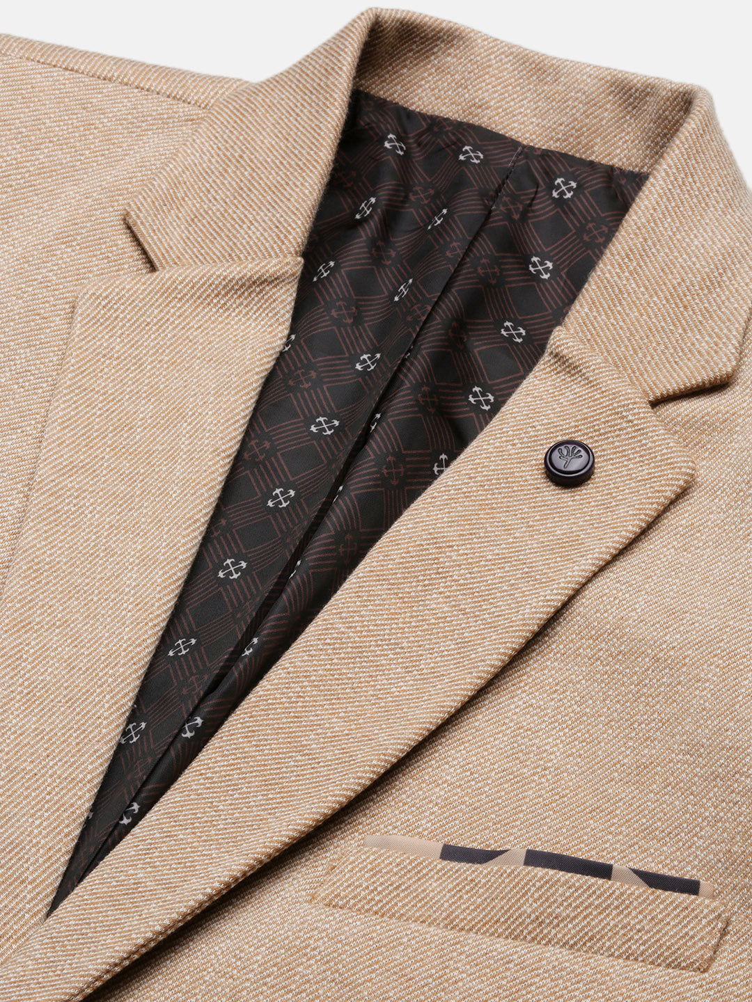 Men Brown Solid Single Breasted Blazer