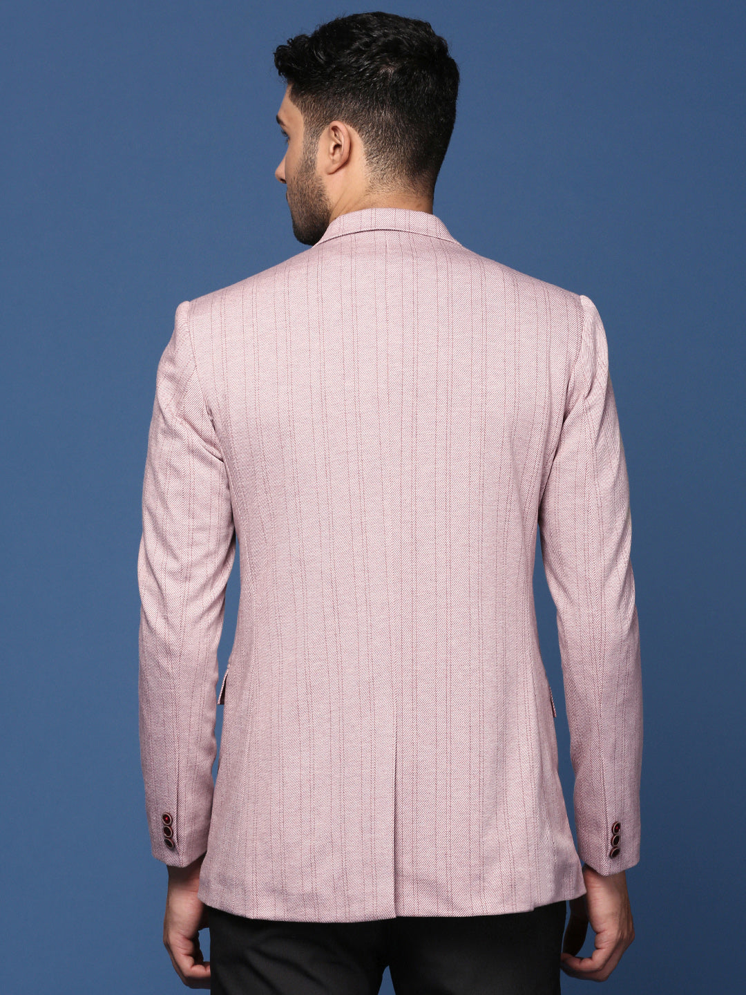 Men Peach Slim Fit Single Breasted Blazer