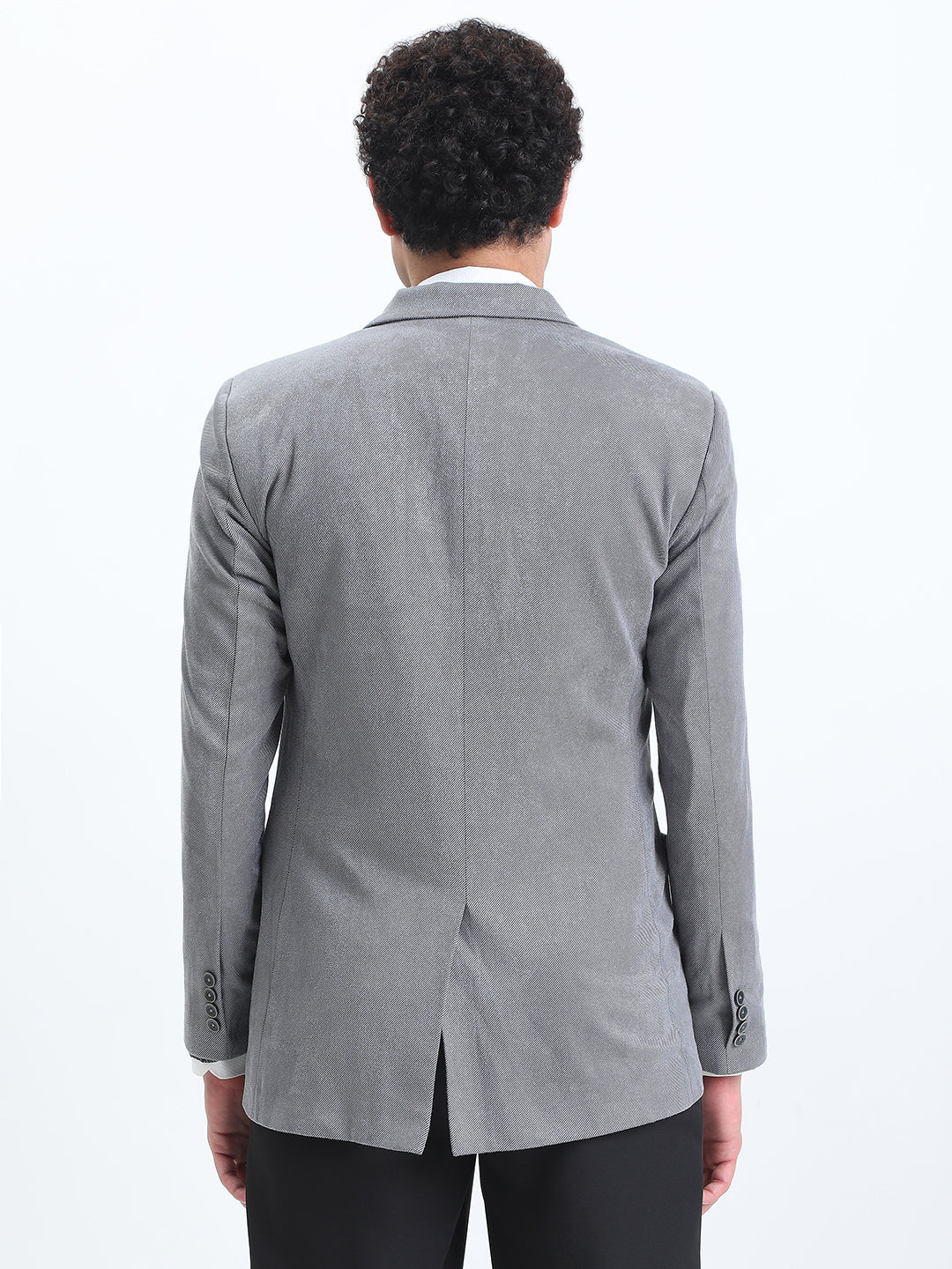 Men's Grey Single-Breasted Slim Fit Blazer
