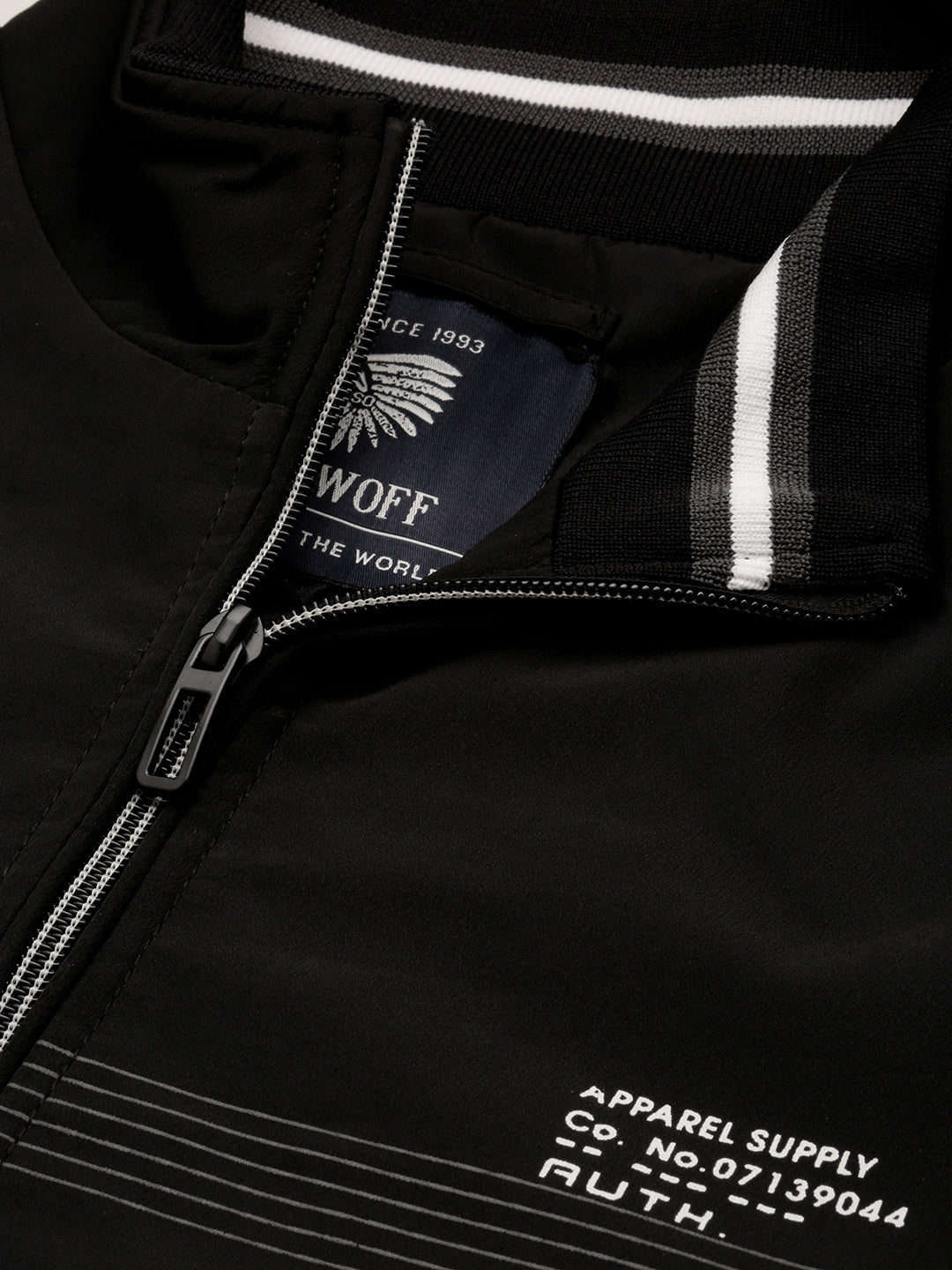 Men's Mock Collar Solid Black Padded Jacket