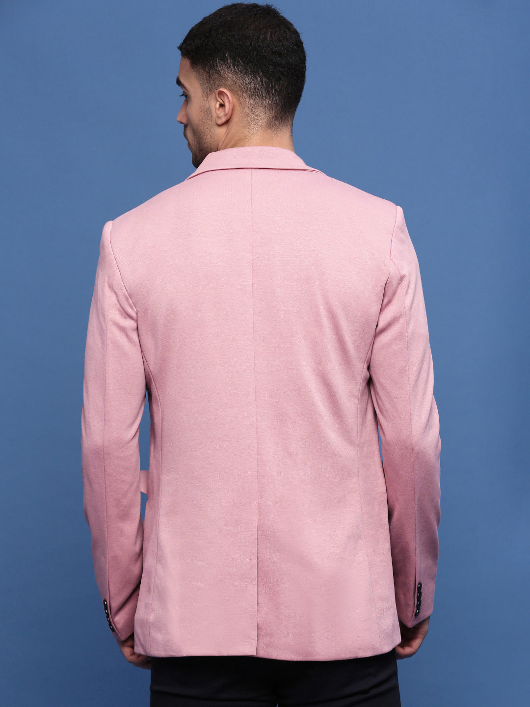 Men Pink Solid Single Breasted Blazer