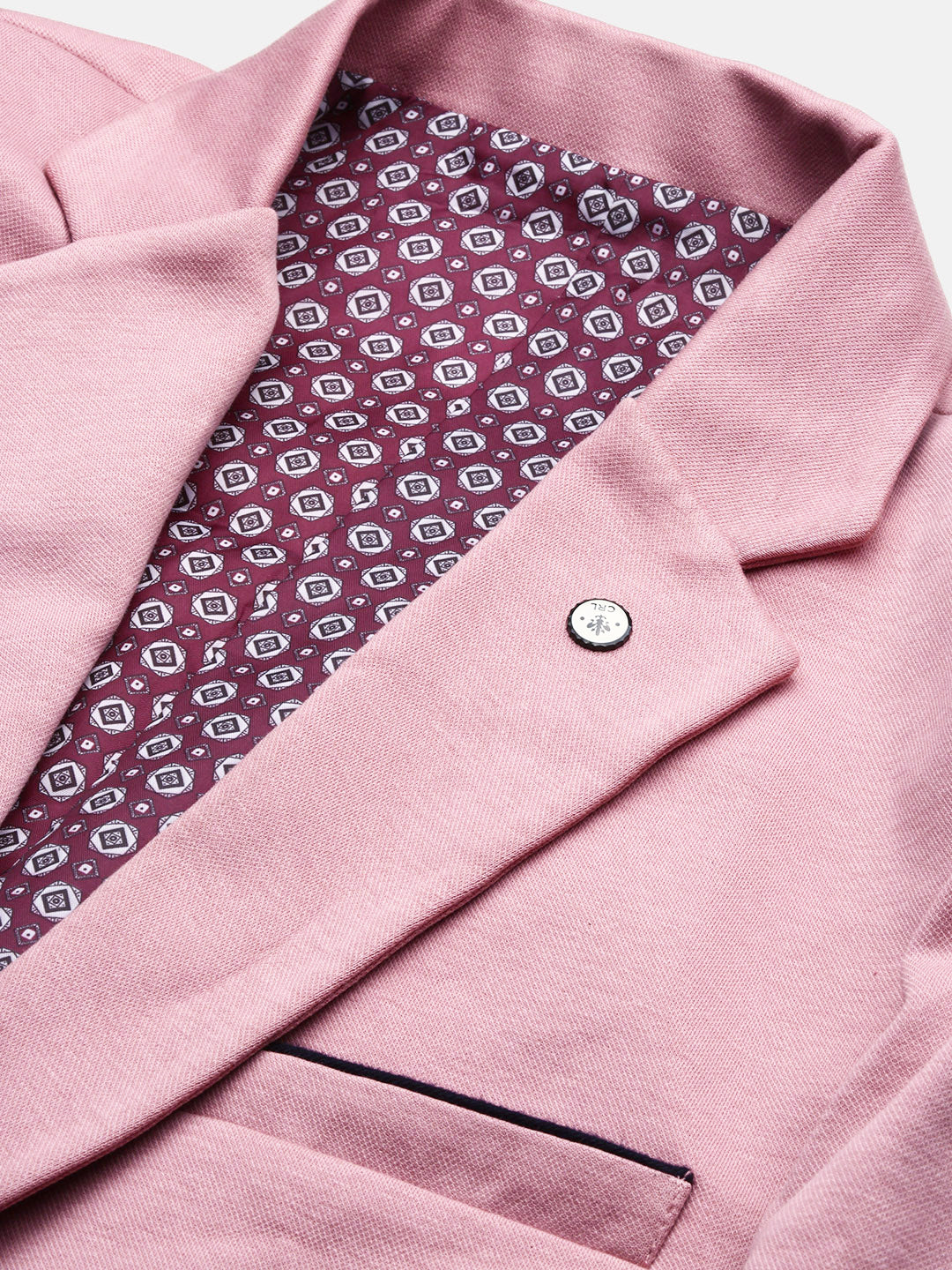 Men Pink Solid Single Breasted Blazer