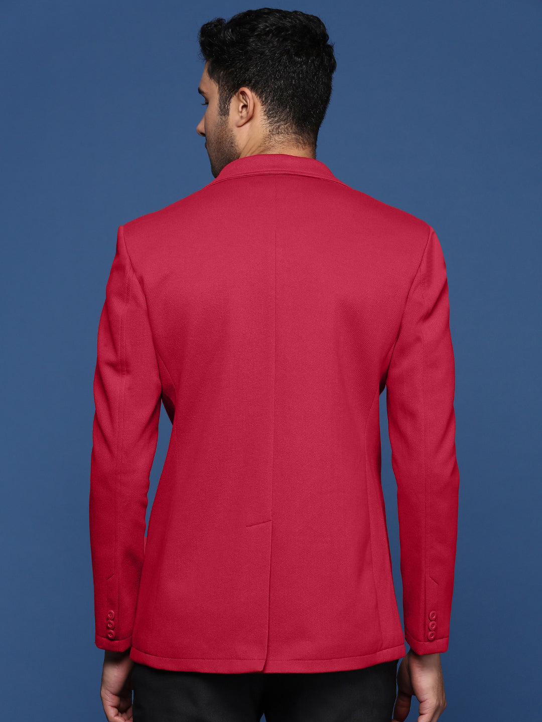 Men Red Solid Single Breasted Blazer