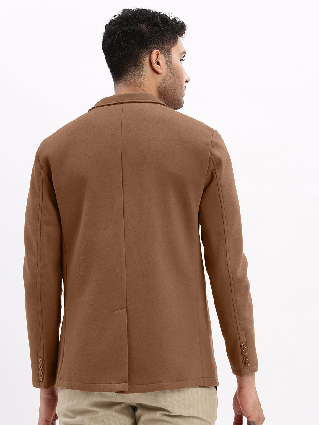 Men's Brown Single-Breasted Slim Fit Blazer with Notch Lapel