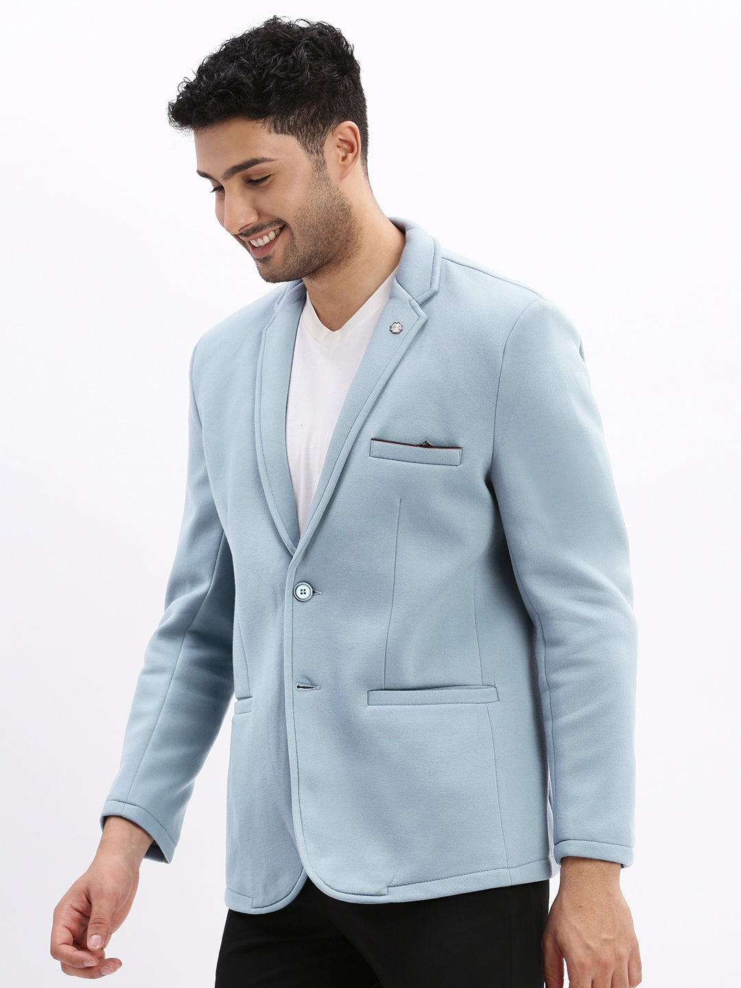 Men's Light Blue Single Breasted Blazer