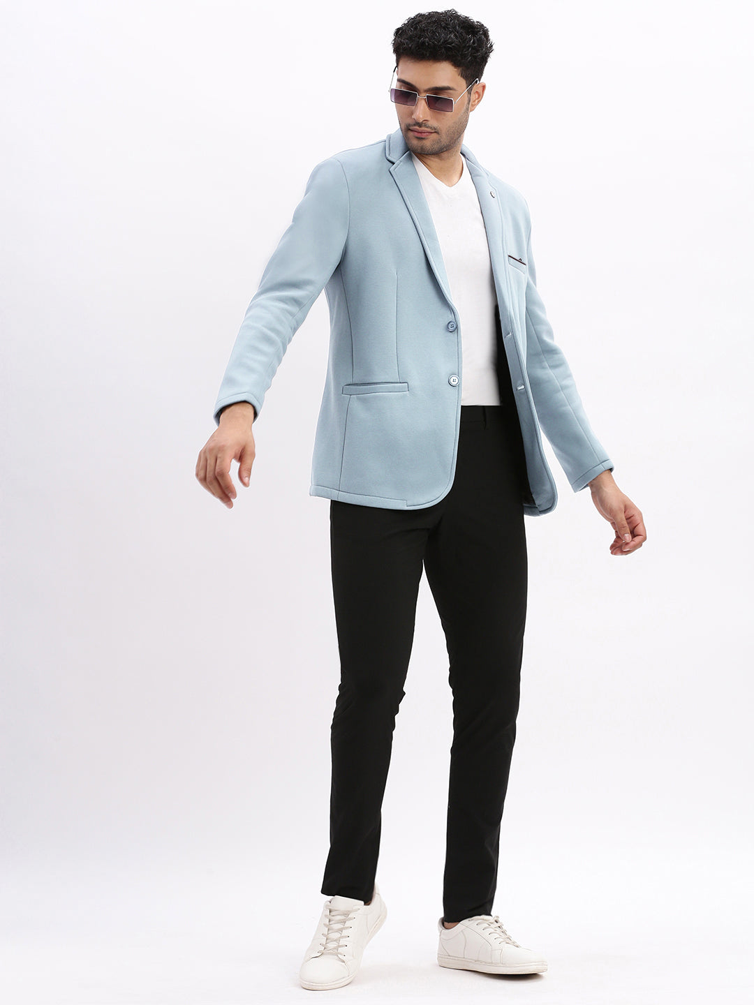 Men's Light Blue Single Breasted Blazer