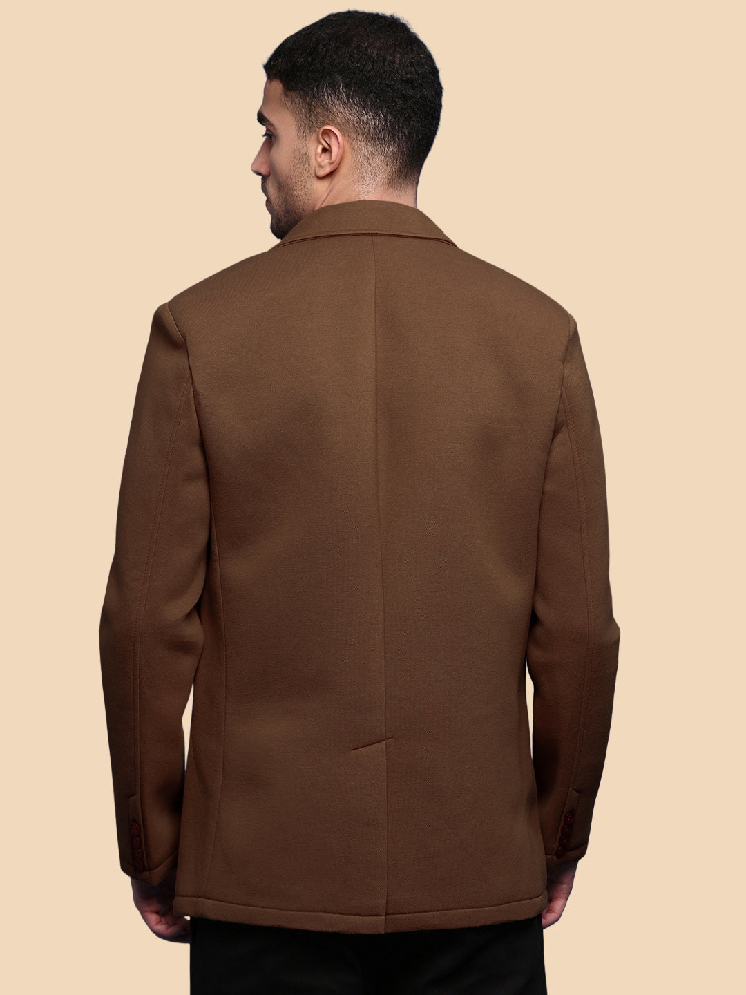 Men's Brown Single-Breasted Slim Fit Blazer with Notched Lapel