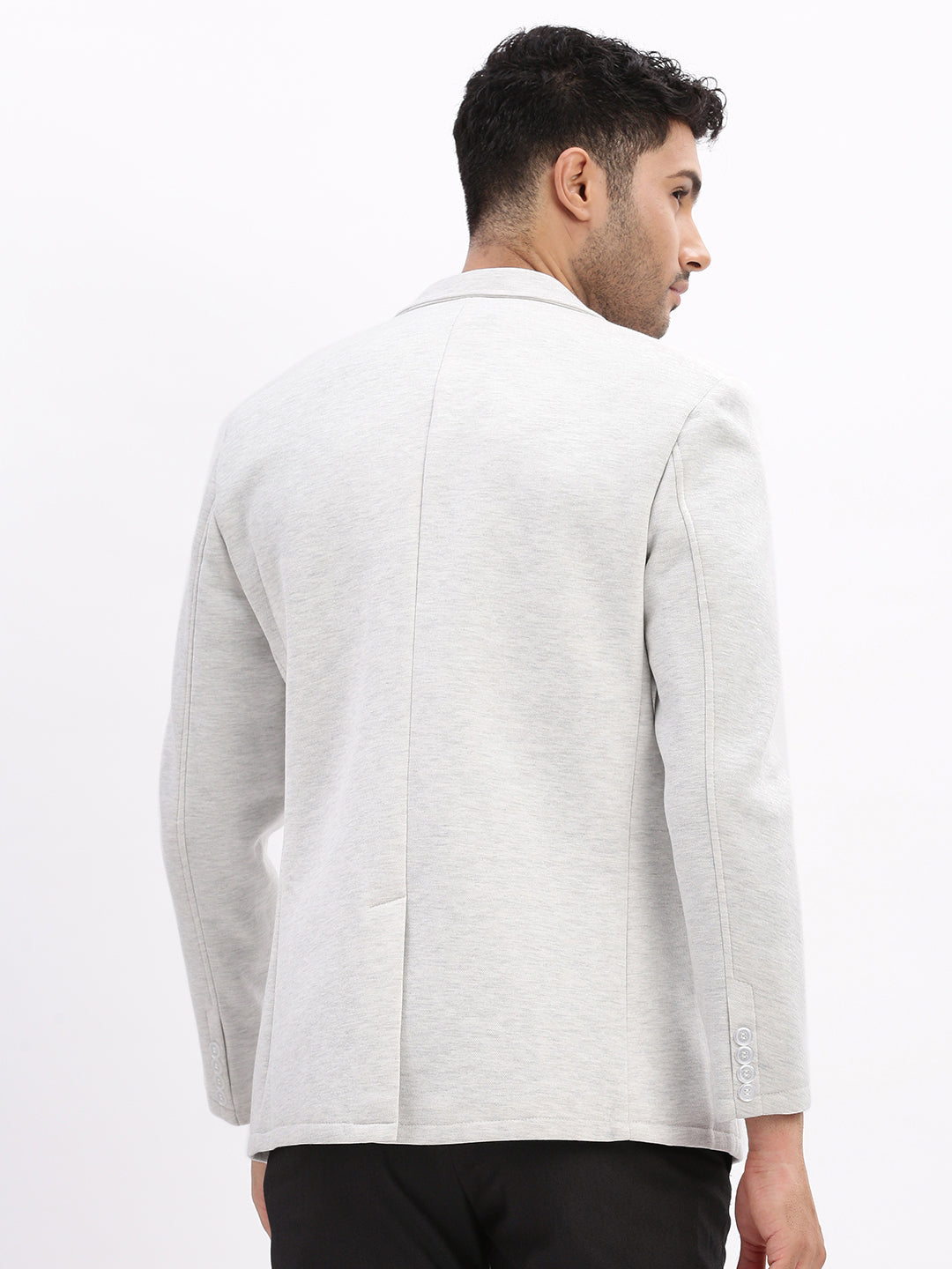 Men's Grey Single-Breasted Slim Fit Blazer with Notched Lapel