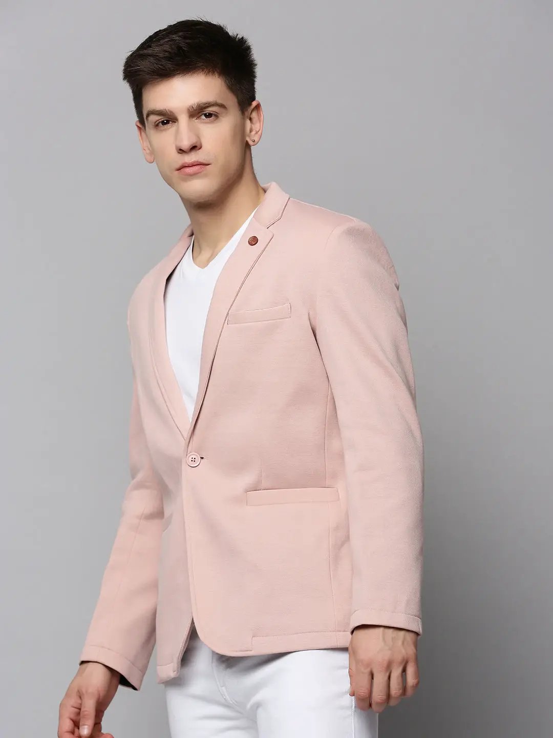 Men's Pink Single-Breasted Slim Fit Blazer with Notched Lapel - from SHOWOFFFF