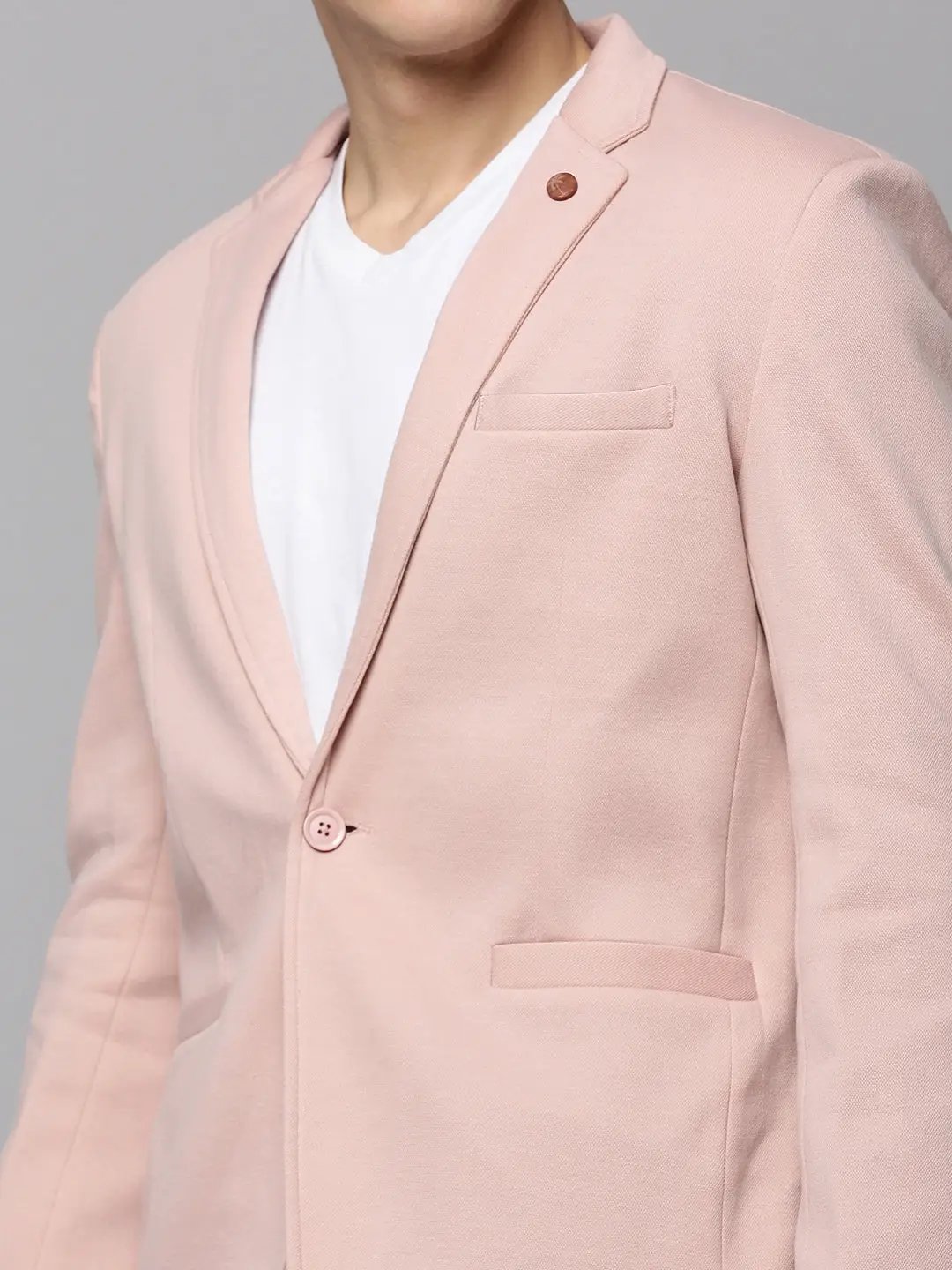 Men's Pink Single-Breasted Slim Fit Blazer with Notched Lapel - from SHOWOFFFF