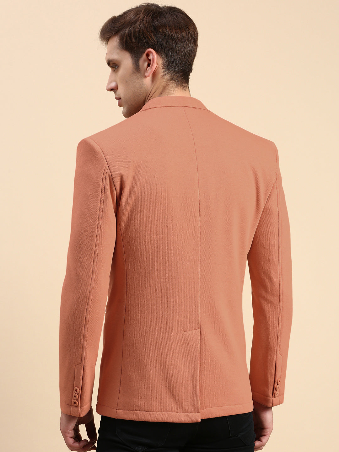 Men's Rust Single-Breasted Slim Fit Blazer with Notched Lapel