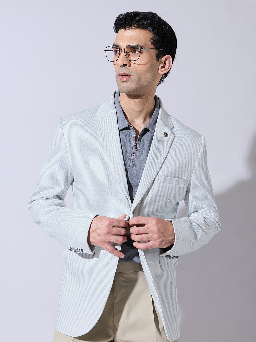 Men's Off-White Single Breasted Tailored Fit Blazer