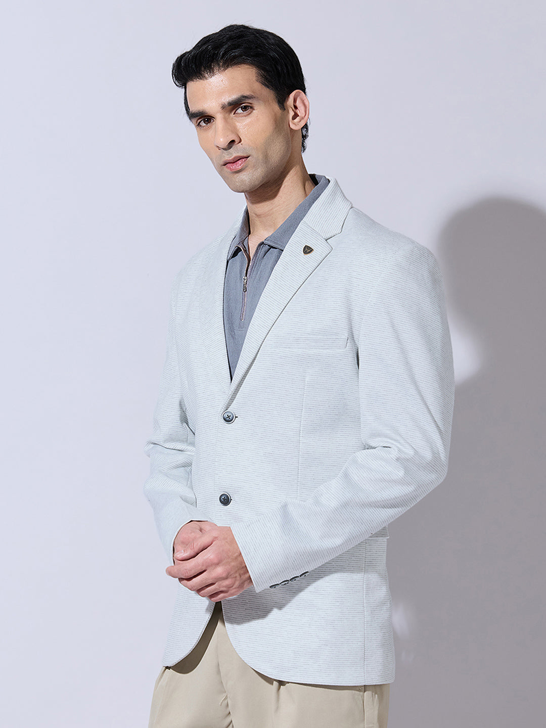 Men's Off-White Single Breasted Tailored Fit Blazer