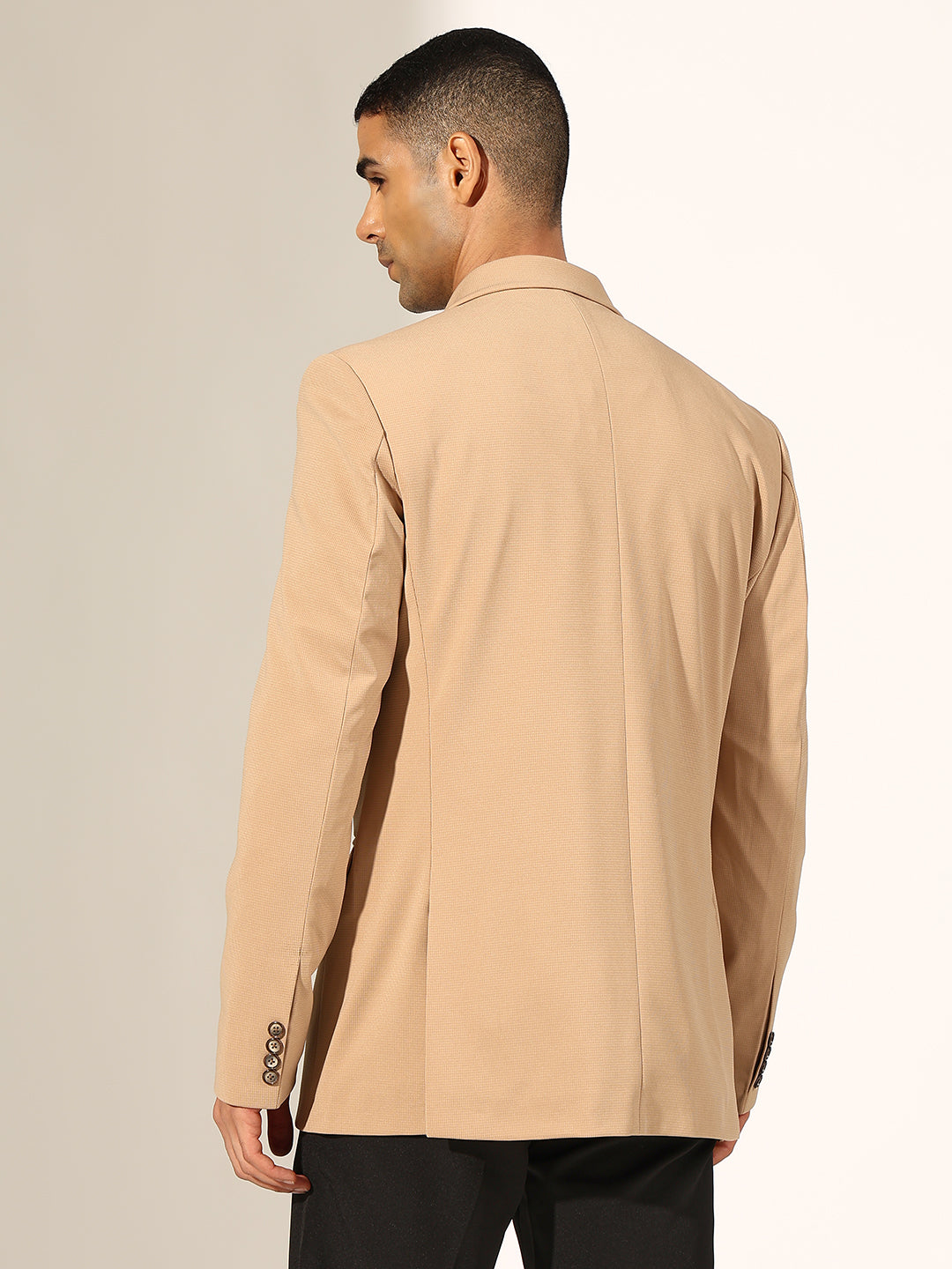 Men's Brown Single-Breasted Blazer with Notched Lapel