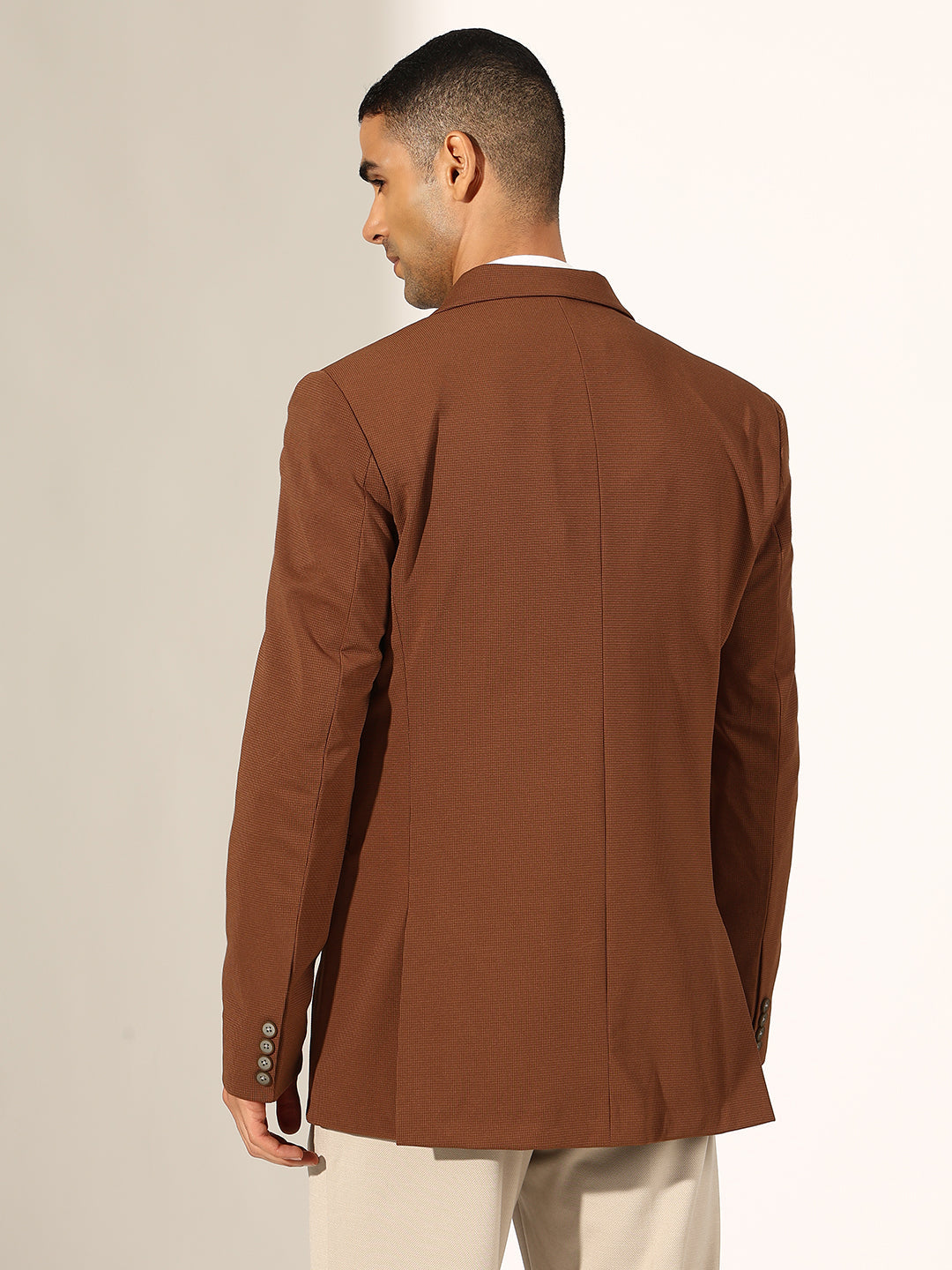 Men's Coffee Brown Single-Breasted Blazer with Notched Lapel